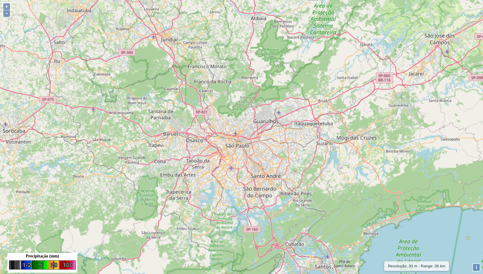 Última imagem válida de Chuva Online, IAG USP, coletada em 22/10/2026, 17:55